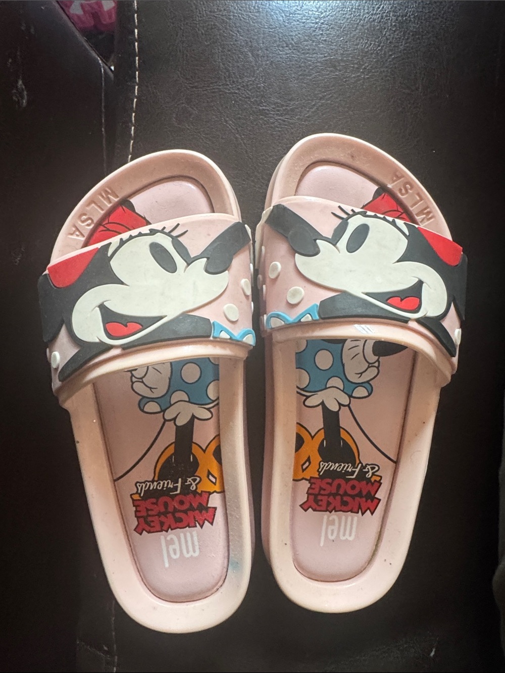 Mini Melissa Pink Minnie Mouse Kids Slide Sandals